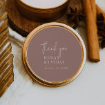 Modern Chic Cinnamon Pink Thank You Stickers<br><div class="desc">These modern chic cinnamon pink thank you stickers are perfect for a simple wedding reception. The romantic boho design features rustic unique and stylish bohemian typography in a muted dusty rose mauve colour. Personalize the sticker labels with your names, and the date. These stickers can be used for a wedding...</div>
