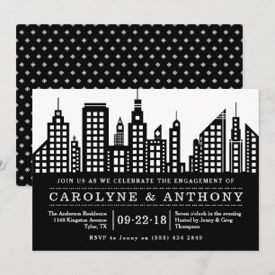 Modern Chic Cityscape Engagement Party Invitation