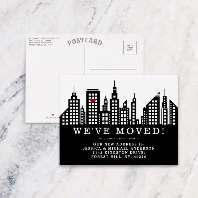 Modern Chic Cityscape New Home Moving Announcement Postcard (Creator Uploaded)