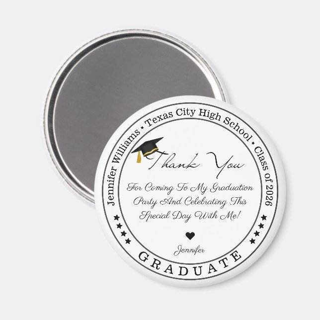 Modern Chic Class of 2026 Graduation Thank You  Magnet (Front/Back)