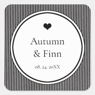 Modern Chic Classic Wedding Custom Favor Square Sticker
