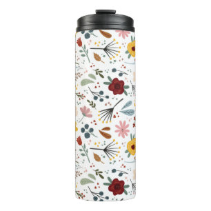 Modern Chic Colourful Floral Pattern Thermal Tumbler