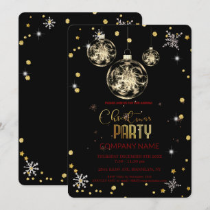 Modern Chic Corporate, Christmas gold decoration  Invitation