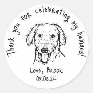 Modern Chic Custom Funny Pet Wedding Favour Classic Round Sticker