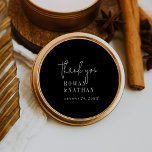 Modern Chic Dark Black Thank You Stickers<br><div class="desc">These modern chic dark black thank you stickers are perfect for a simple wedding reception. The minimal boho design features rustic unique and stylish bohemian typography in a sophisticated and moody dark black. Personalize the sticker labels with your names, and the date. These stickers can be used for a wedding...</div>