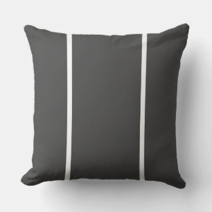Modern Chic Dark Grey Slim White Accent Stripes Throw Pillow