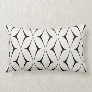 Modern chic decorative black and white ikat pillow