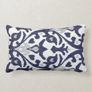 Modern chic decorative blue and white ikat pillow