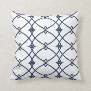Modern chic decorative blue and white ikat pillow