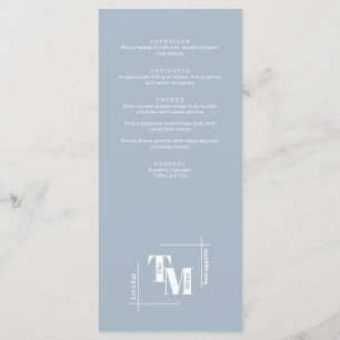 Modern Chic Dusty Blue Minimal Wedding Thank You Menu