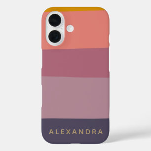 Modern Chic Dusty Lilac Striped Personalized Name iPhone 16 Case