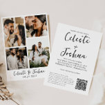 Modern Chic Elegant 4 Photo QR Code Wedding Invitation<br><div class="desc">Modern Elegant 4 Photo All In One Wedding Invitation RSVP QR Details Card</div>