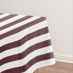 Modern Chic Elegant Burgundy White Stripes Pattern Tablecloth
