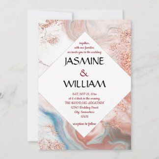 modern chic elegant peach agate invitation