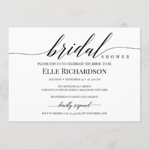 Modern chic elegant rustic script brdial shower invitation