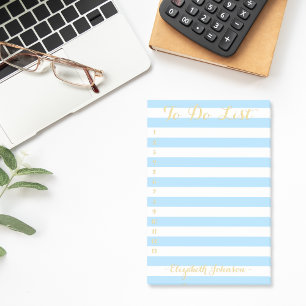 Modern Chic Elegant Trendy Blue Lined To Do List Post-it Notes