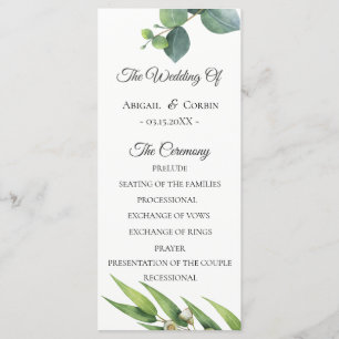 Modern Chic Eucalyptus Foliage Wedding Program