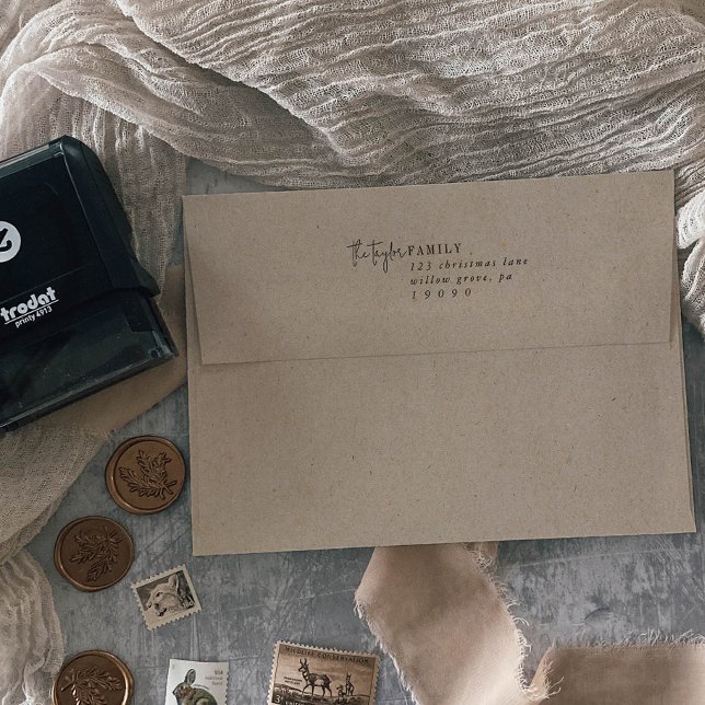 Modern Chic Family Holiday Card Envelope Self-inking Stamp (Creator Uploaded)