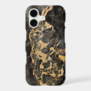 Modern chic faux gold foil black marble