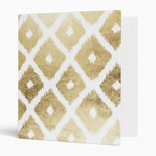 Modern chic faux gold leaf ikat pattern binder