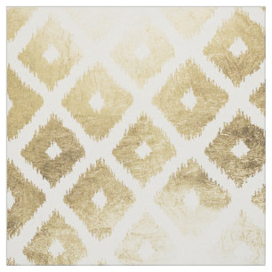 Modern chic faux gold leaf ikat pattern fabric