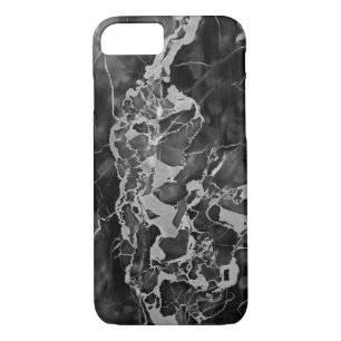 Modern chic faux silver foil black marble Case-Mate iPhone case