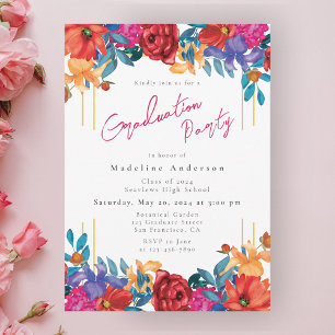 Modern Chic Fiesta Floral Graduation Party Invitation