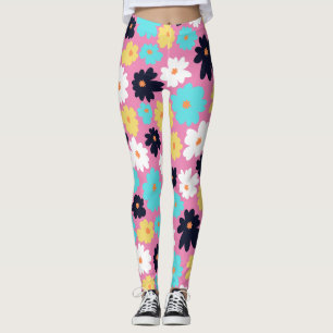 Modern Chic Floral  Pink  Leggings