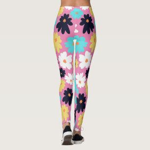 Modern Chic Floral  Pink  Leggings
