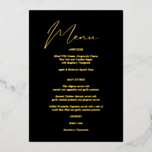 Modern Chic Foil Black & Gold Menu