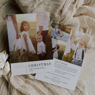 Modern Chic Foil Christmas Photo Year in Review Foil Holiday Card