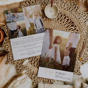 Modern Chic Foil Family Photo Year in Review Holiday Card