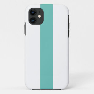 Modern Chic Fun Teal Aqua White Nautical Stripes iPhone 11 Case