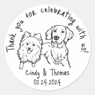 Modern Chic Funny Pet Wedding Favour Classic Round Sticker