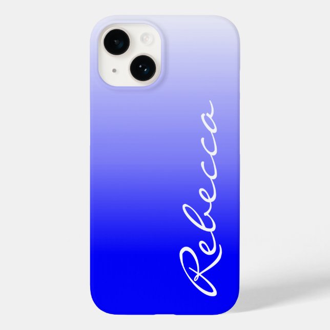 modern chic girly customizable ombre blue Case-Mate iPhone case (Back)