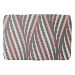 Modern Chic Girly Pink Grey Abstract Pattern Bath Mat