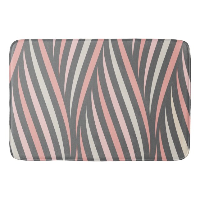 Modern Chic Girly Pink Grey Abstract Pattern Bath Mat (Front)