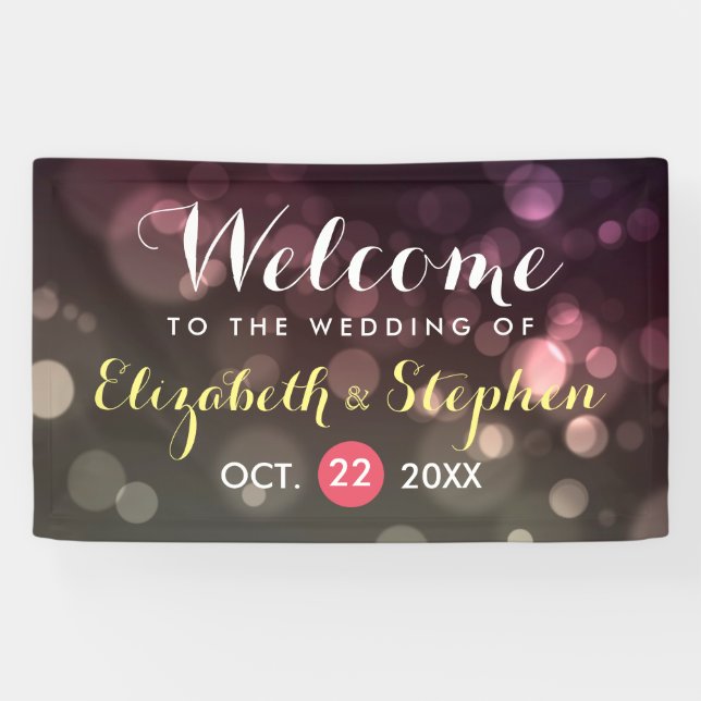 Modern Chic Glitter Bokeh Sparkle Wedding Banner (Horizontal)