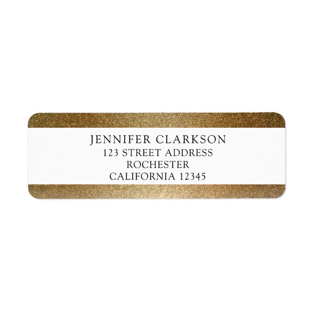 Modern chic glitter gold personal return address (Front)