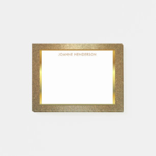 Modern chic glitter gold white personalized post-it notes