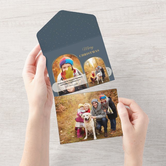 Modern Chic Gold Arches w/Opaque Band 2-Photo All In One Invitation (Tearaway)
