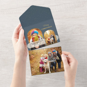 Modern Chic Gold Arches w/Opaque Band 2-Photo All In One Invitation