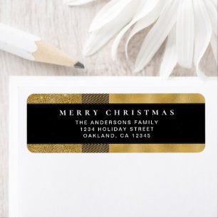 Modern Chic Gold Buffalo Plaid Merry Christmas