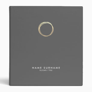 Modern Chic Gold Circle Logo Grey Minimalist 1" Binder