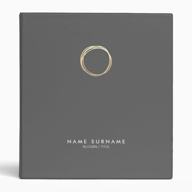 Modern Chic Gold Circle Logo Grey Minimalist 1" Binder (Front)