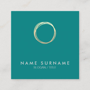 Modern Chic Gold Circle Teal Square Business Card