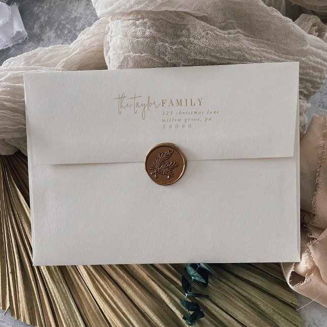 Modern Chic | Gold Family Christmas Card Envelope (Creator Uploaded)