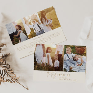 Modern Chic   Gold Family Photo Collage Newsletter Holiday Card