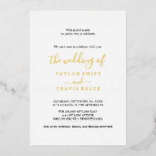 Modern Chic Gold Foil Black & White Photo Wedding 