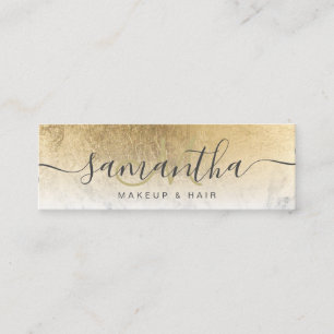 Modern chic gold foil ombre marble makeup hair mini business card
